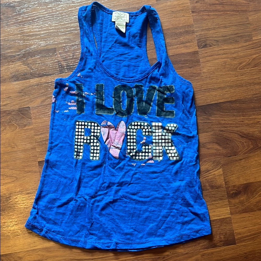 Eyelash Couture Blue 'Love Rock' Tank Top